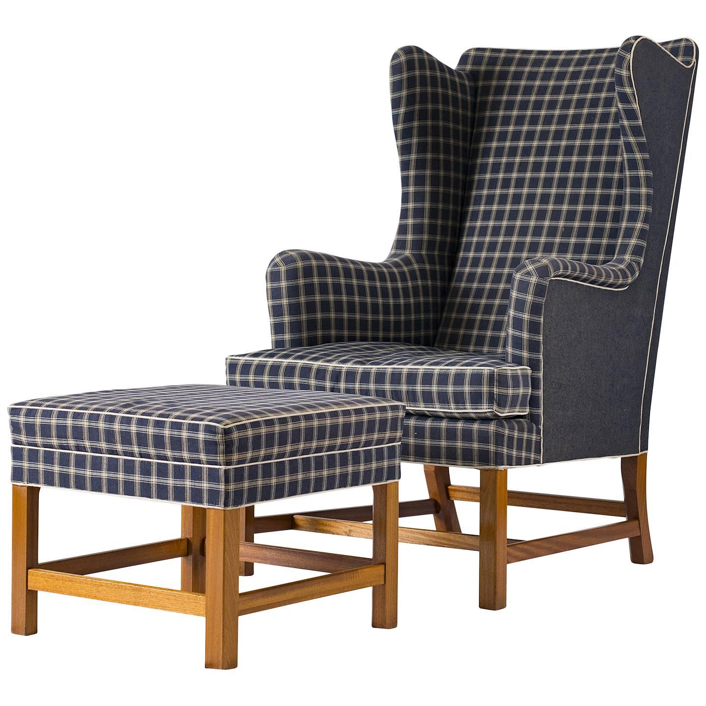 Kaare Klint Wingback Chair and Stool at 1stDibs wingback chair and stool
