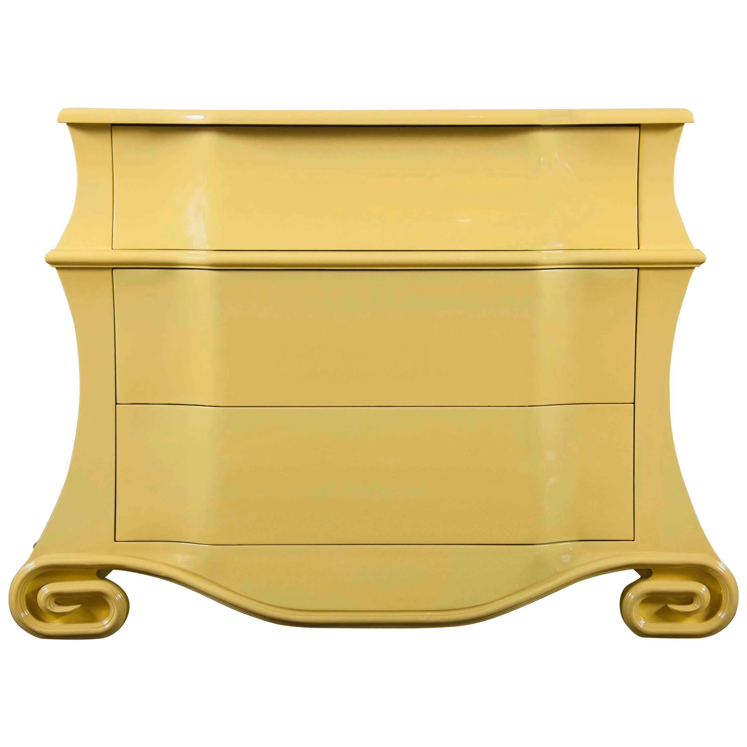 Late 20th Century Bombe Chest Now Yellow Lacquer