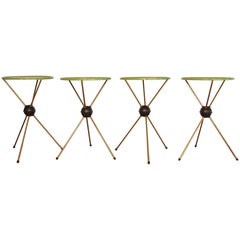 Vintage Set of Four Sputnik Tripod Tables