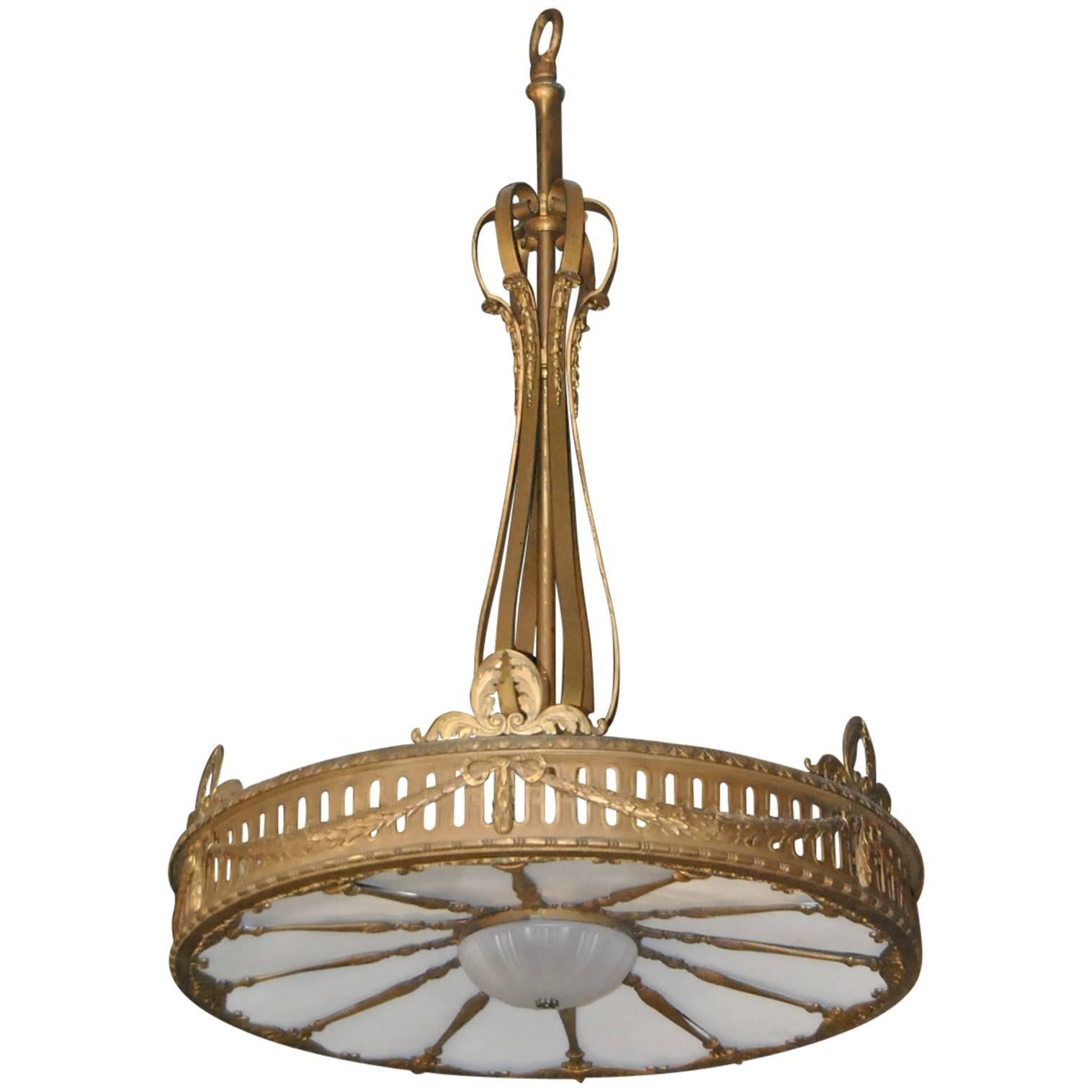 Oversized (72" Tall by 48" Wide) Bronze Neoclassic Style Twelve-Light Chandelier For Sale