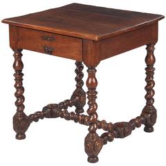Antique French Louis XIII Walnut Side Table, 17th Century