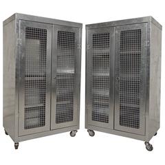 Pair of Mesh Front Metal Cabinets 7