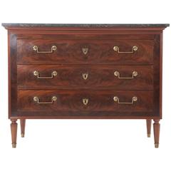 French 19th Century Mahogany Louis XVI Commode with Marble Top
