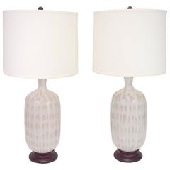 Pair of 1960s Ceramic Drip Glaze Lamps
