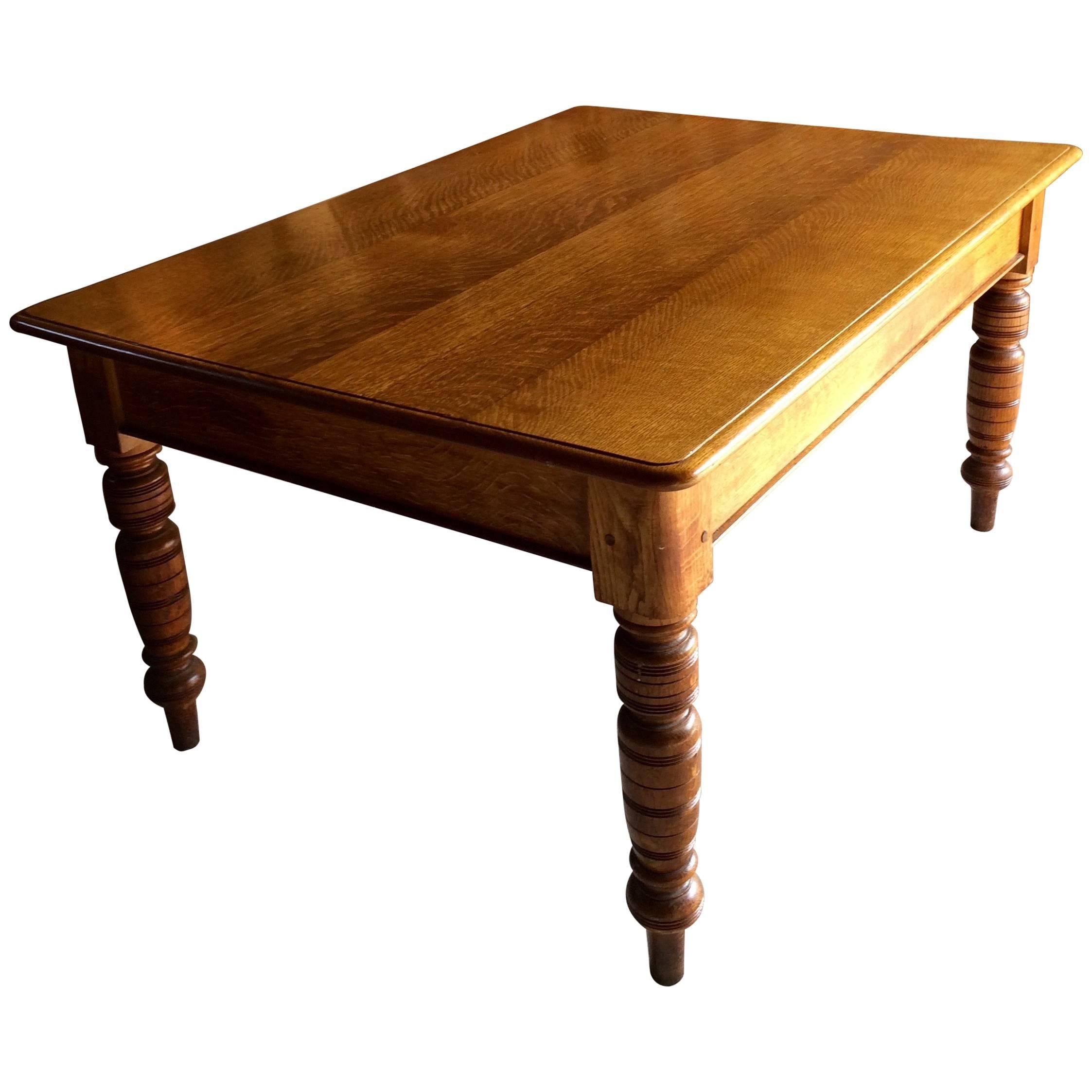 Antique Edwardian Oak Dining Table Kitchen