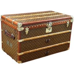 1920s Louis Vuitton Steamer Stencil Monogram Trunk