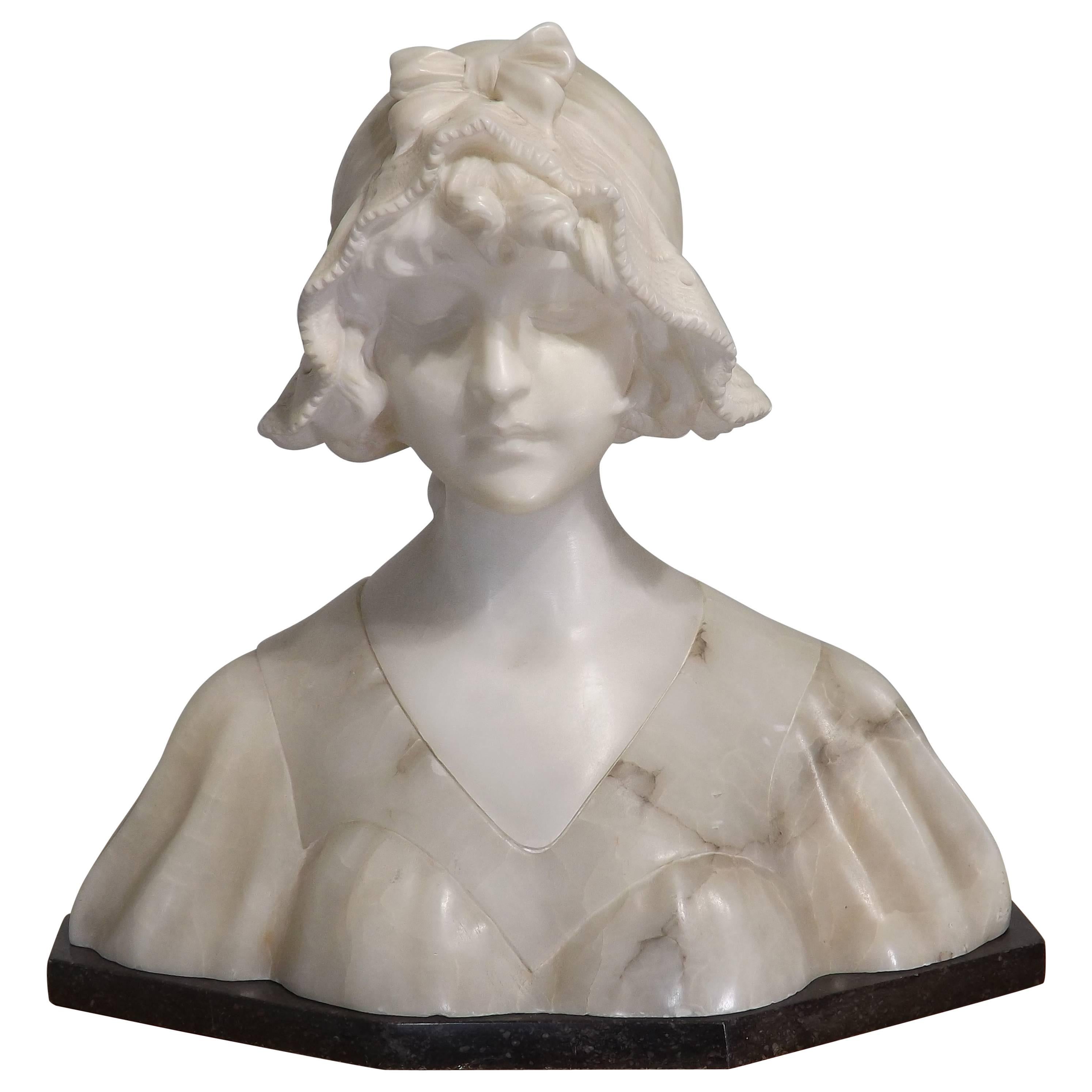 'Lady in Lace' Marble Bust by Anton Nelson, circa 1895 For Sale