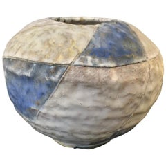 Geometrical Glazed Pottery Vase Signed by S.J.E., 1985