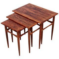 Set of Scandinavian Nesting Tables by Poul Hundevad in Rosewood, Denmark, 1960s