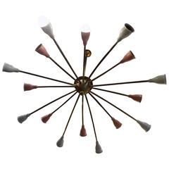 Stilnovo Italian Brass Chandeliers, 1960s