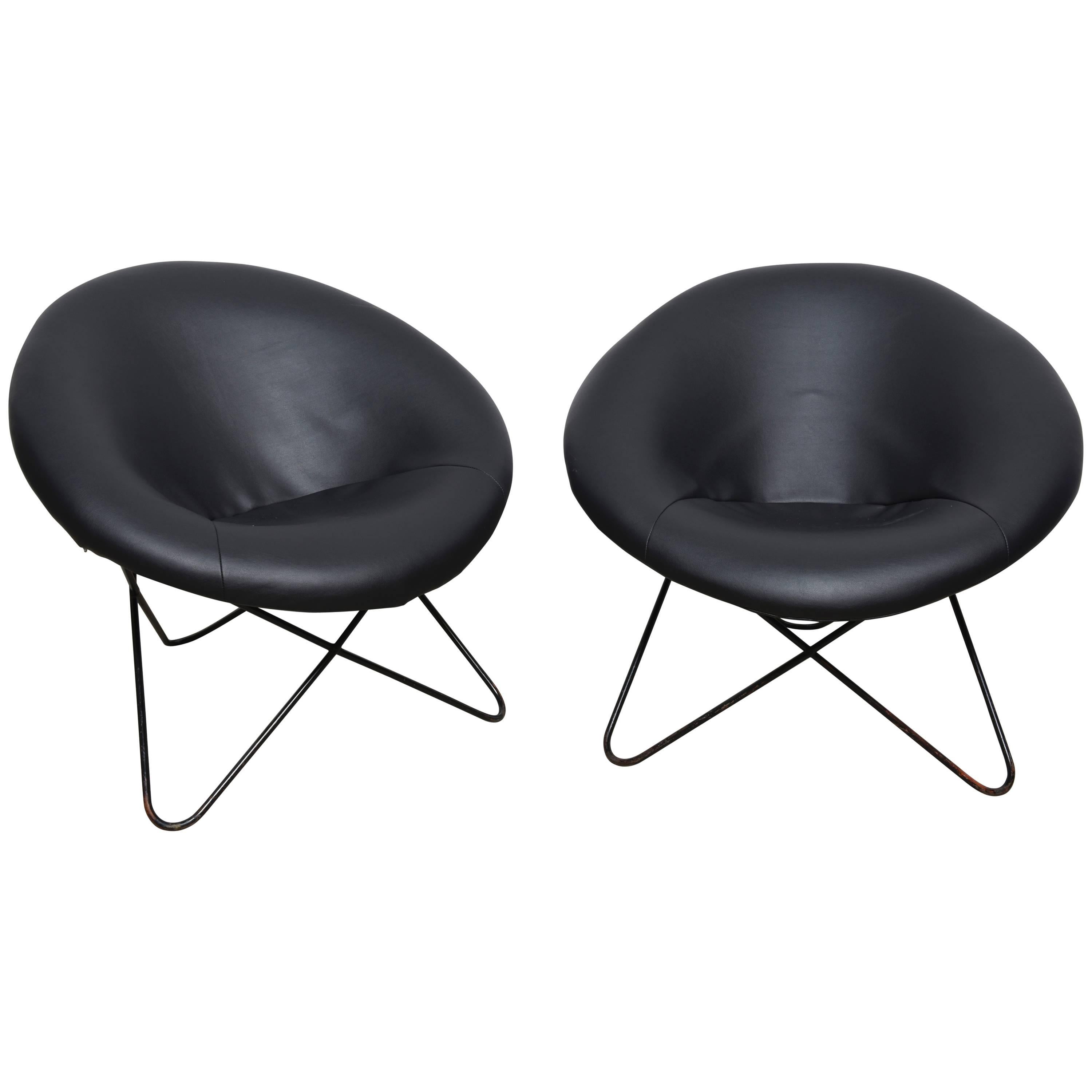 Pair of Hairpin Circle Chairs, 1950s by Jean Royère, France