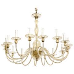 Murano Sixteen-Arm Amber Glass Chandelier, 1950s 10