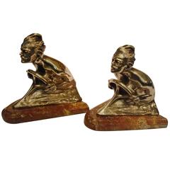 Fantastic Pair of Early Car Driver Silver Plated Bronze, Signed G. Lorenzini 4