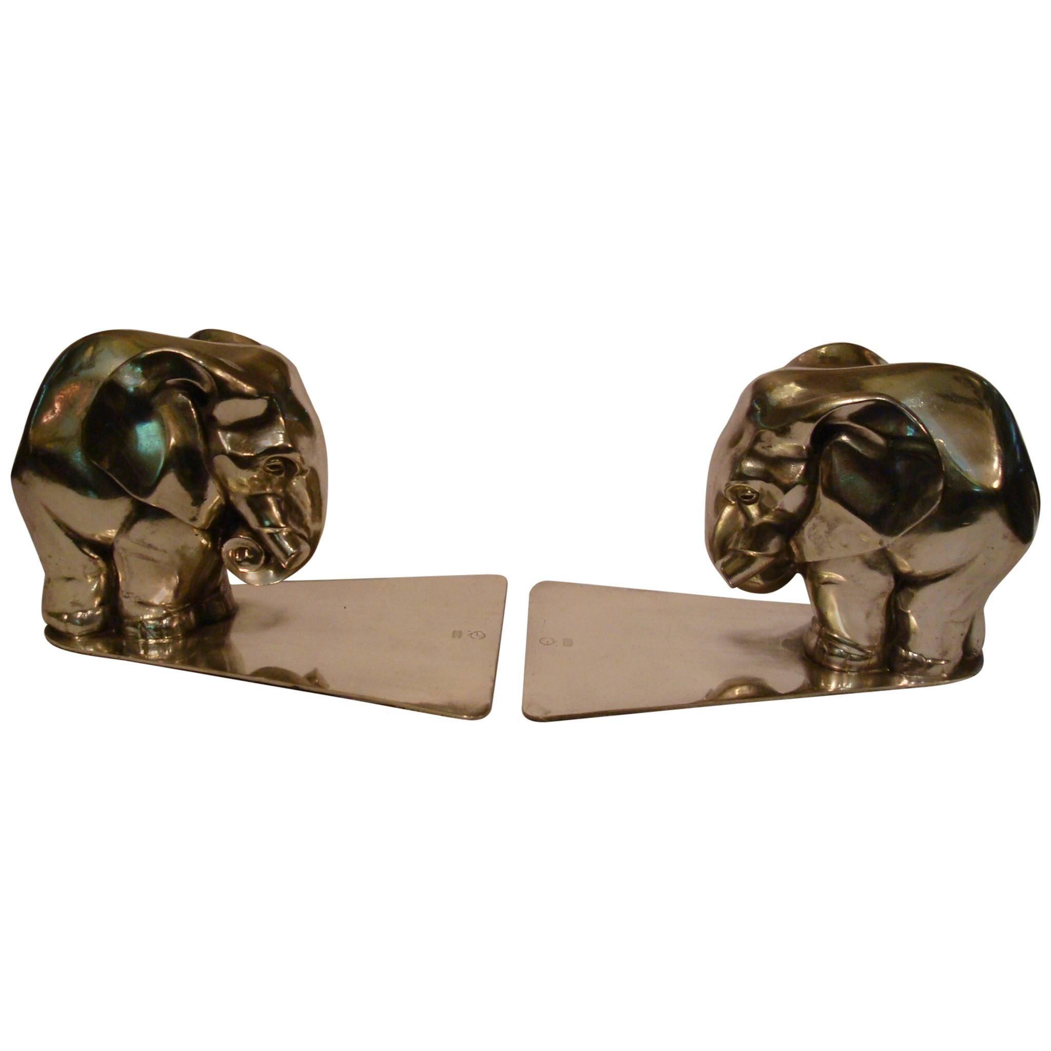 Pair of Art Deco Elephant Bookends by George Nilsson for Gero Holland