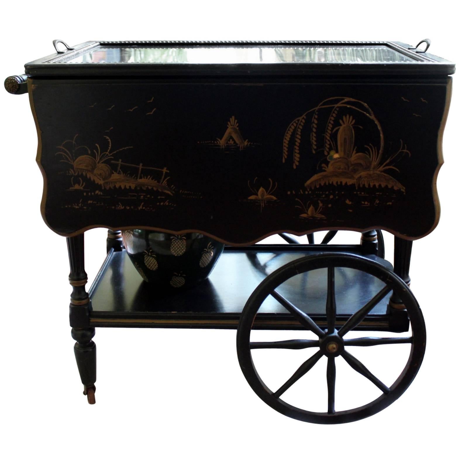 Chinoiserie Black with Gold Tea Cart