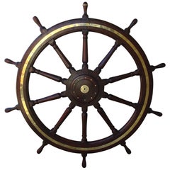 19th Century Very Large Teak Ship's Wheel