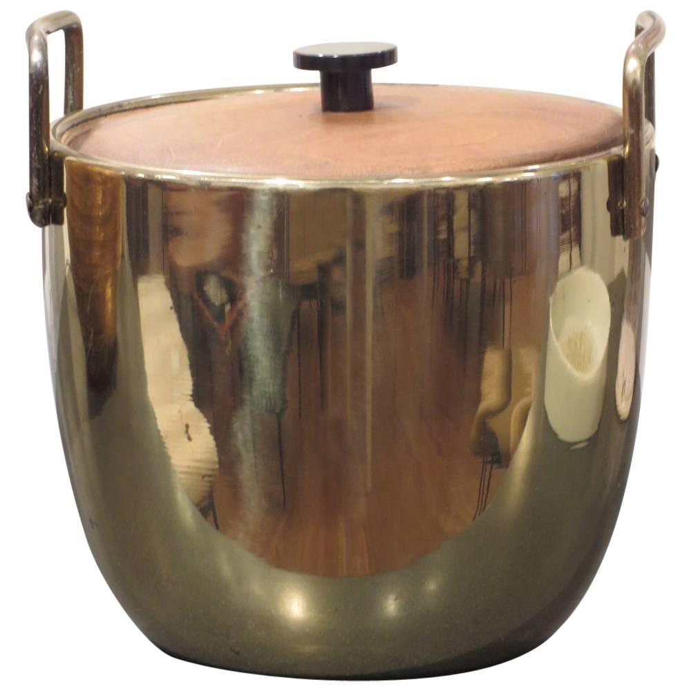 Brass and Wood Ice Bucket by Ben Seibel for Jenferd Ware