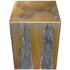 Zinc and Metal Cube Table or Pedestal