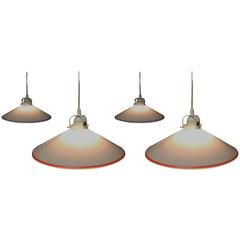 Four Danish Modern Glass Pendant Lights