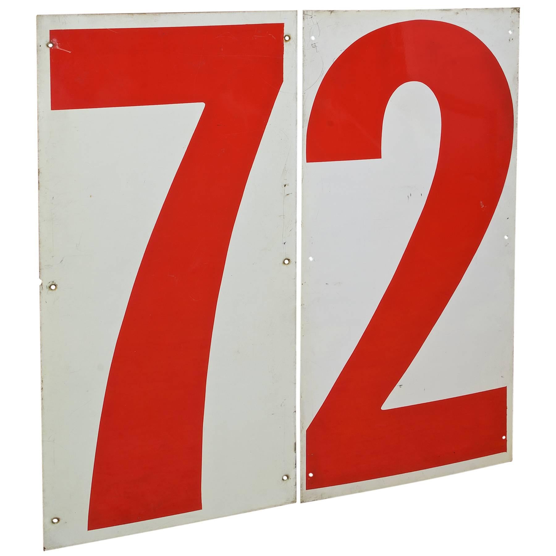Huge Industrial Pop Art Red and White Truckers Gas Station Numbers