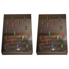 Ein Paar Wandleuchten aus Lucite und Stell aus den 1970er Jahren
