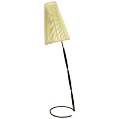 Mid-Century Modern Floor Lamp By Giuseppe Ostuni In Mahogany and Brass - Italy