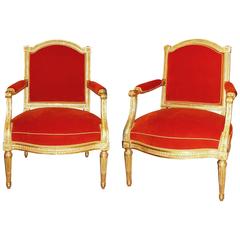 Pair of French Louis XVI Period Armchairs by Othon, Paris, circa 1775