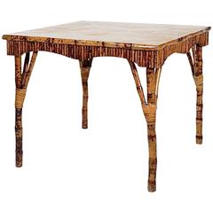 Square Split Cane and Smoked Bamboo Breakfast Table