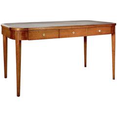 Mahogany Desk, with an Inset Leather Top and Three Frieze Drawers