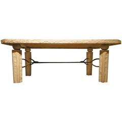 Scandinavian Travertine Marble and Brass Coffee Table