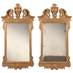Pair of Early 18th Century George I Period Carved Giltwood Mirrors