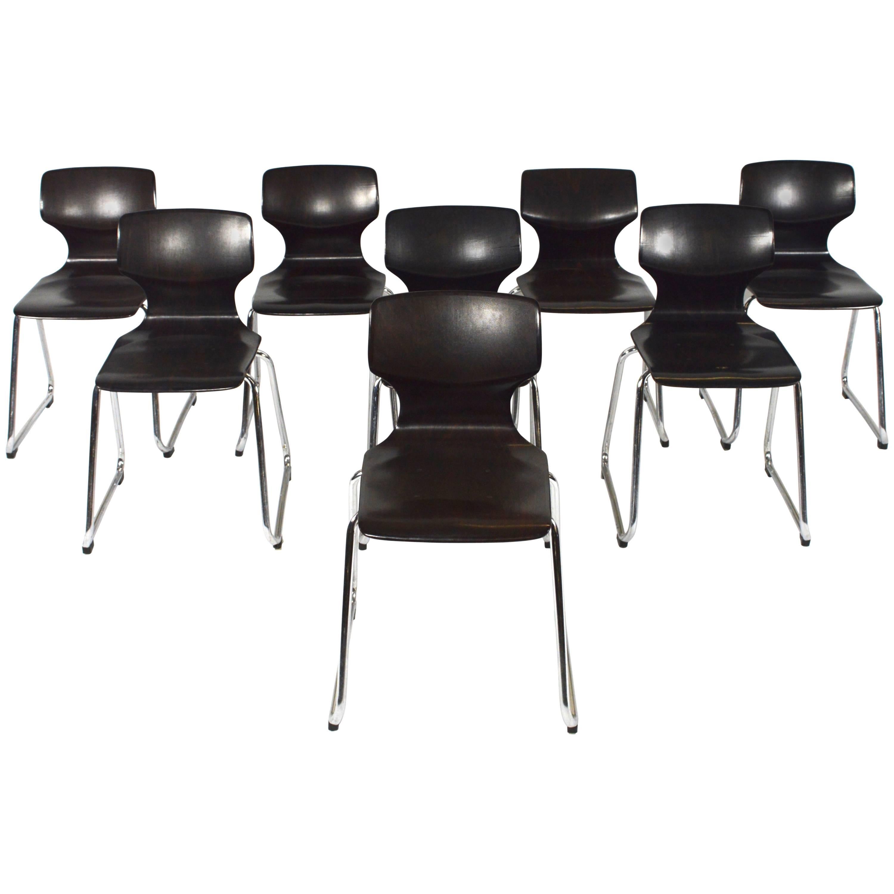 Flötotto Pagholz Stacking Chairs, Germany, circa 1970