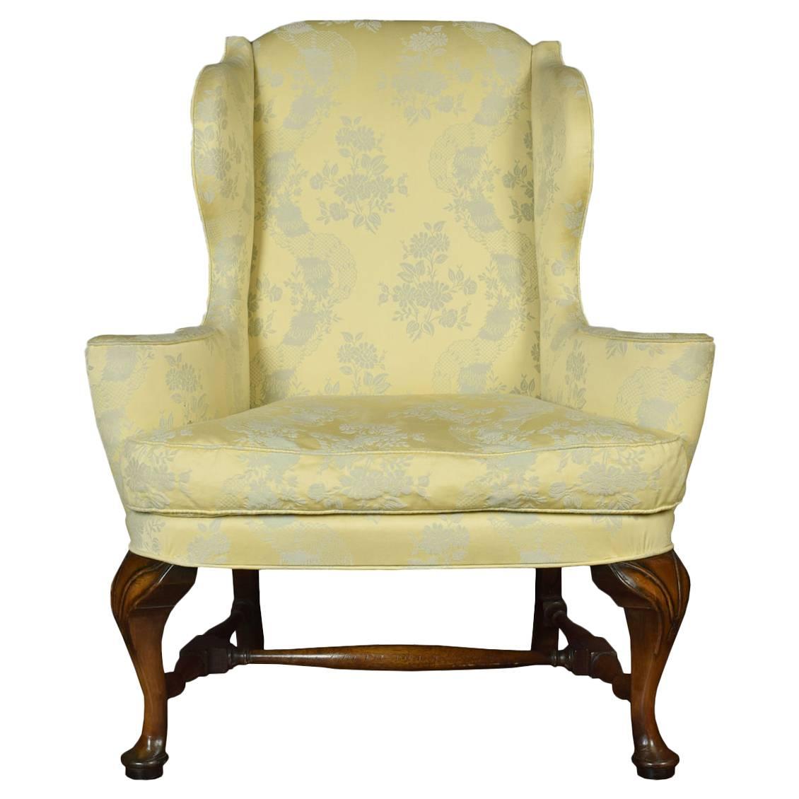 Early 20th Century Queen Anne Style Wing Armchair