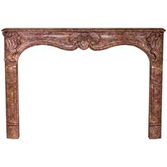 "Choiseul, " Louis XV Style Fireplace in Pink Brocatelle Marble