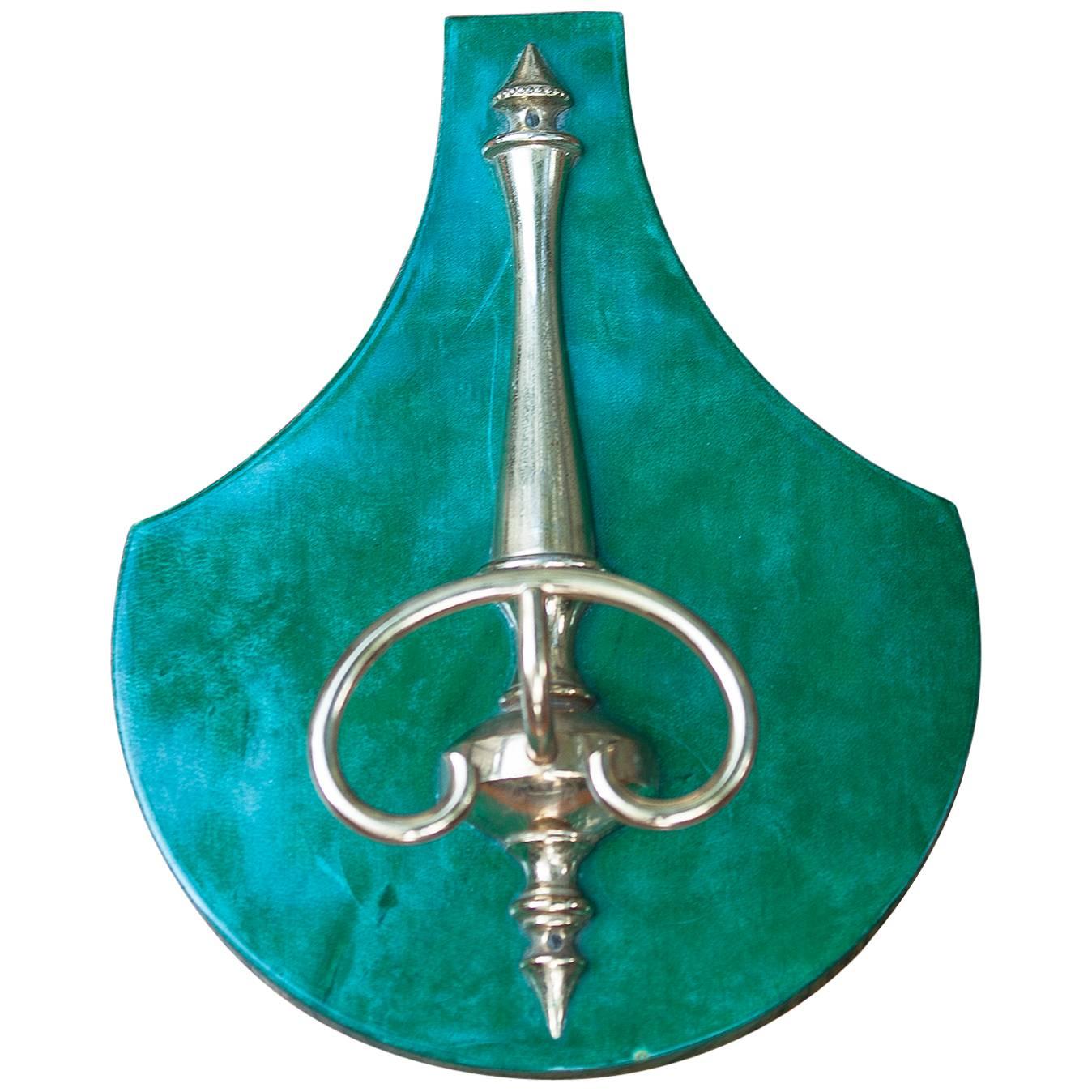 Aldo Tura Wall Coat Rack Green Goatskin