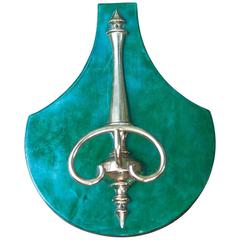 Aldo Tura Wall Coat Rack Green Goatskin 5