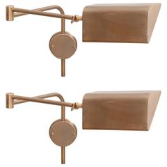 Pair of Florian Schulz Wall Bed Side Lamps in Solid Brass
