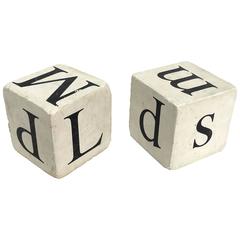 Pair of Generous Sized Dice with Letters, USA, circa 1900
