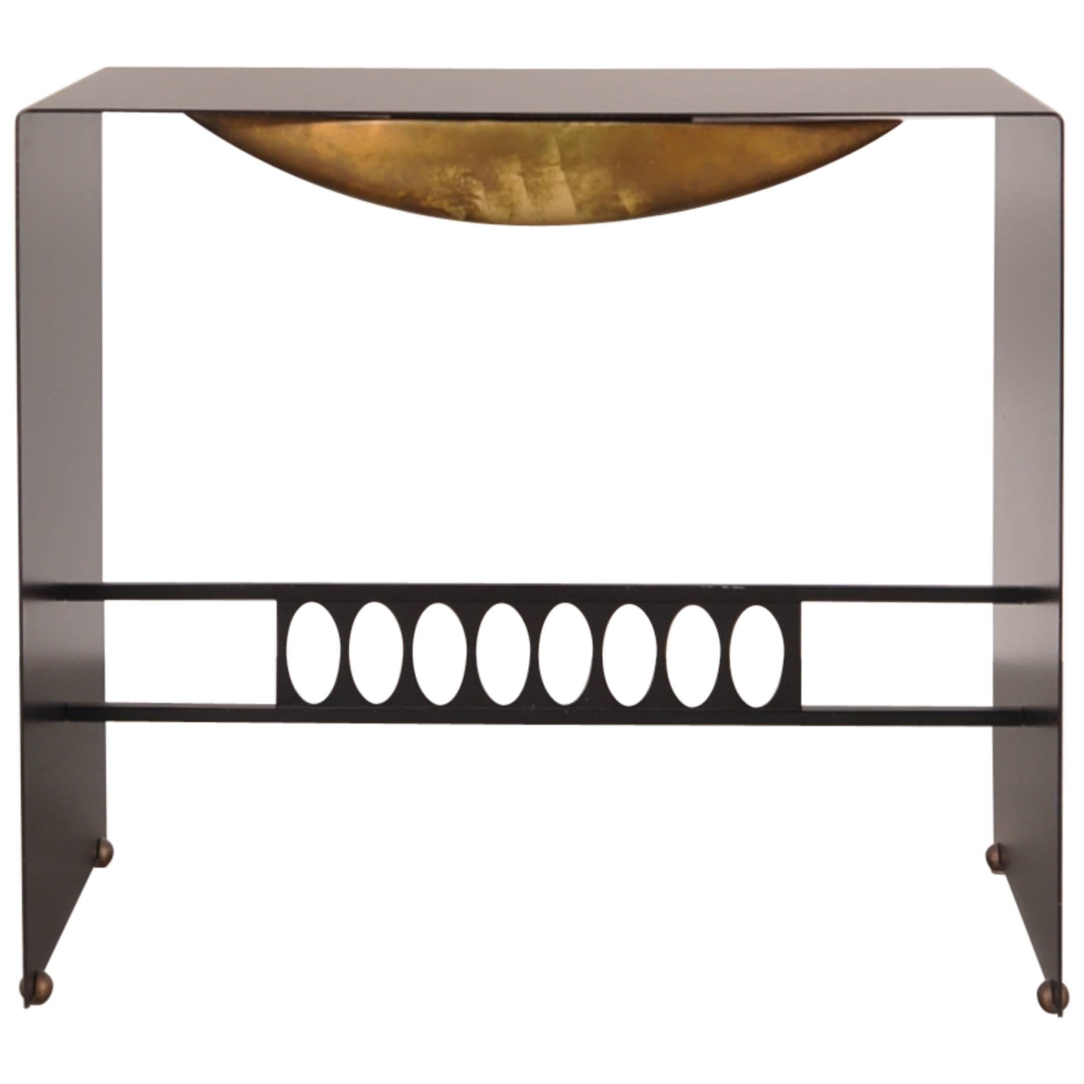 Unique Metal with Brass Console Table, Italy, circa 1970