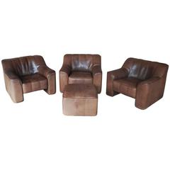 De Sede DS 44 Lounge Chairs with Ottoman