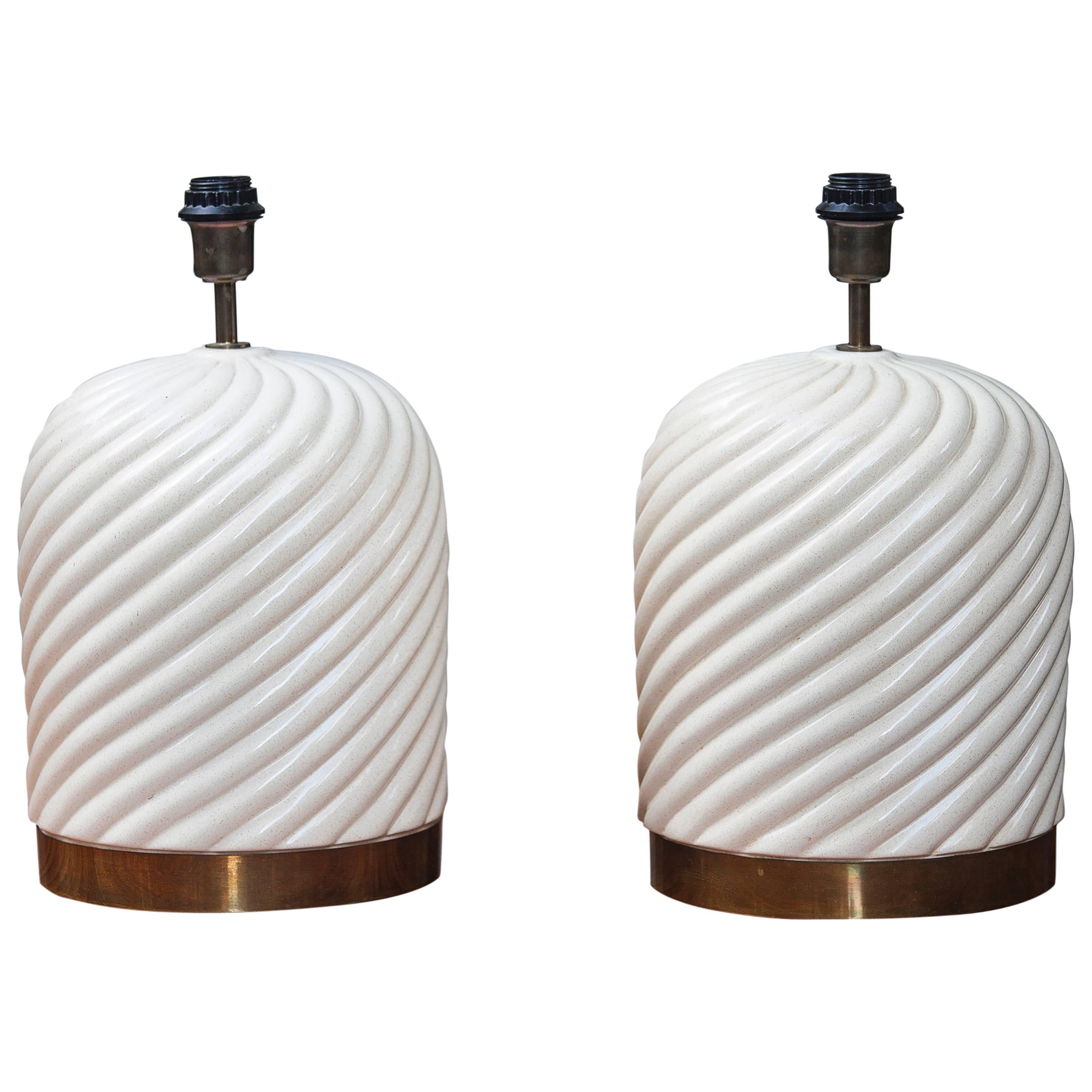 Table Lamp Tommaso Barbi Crème Ceramic Set of Two