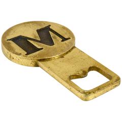 Carl Auböck Letter "M" Initials Brass Bottle Opener, Austria, 1960s