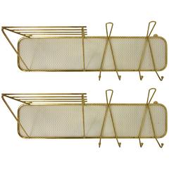 Pair of Mid-Century Brass Coat Racks, Münchner Werkstätten, Germany, 1950s