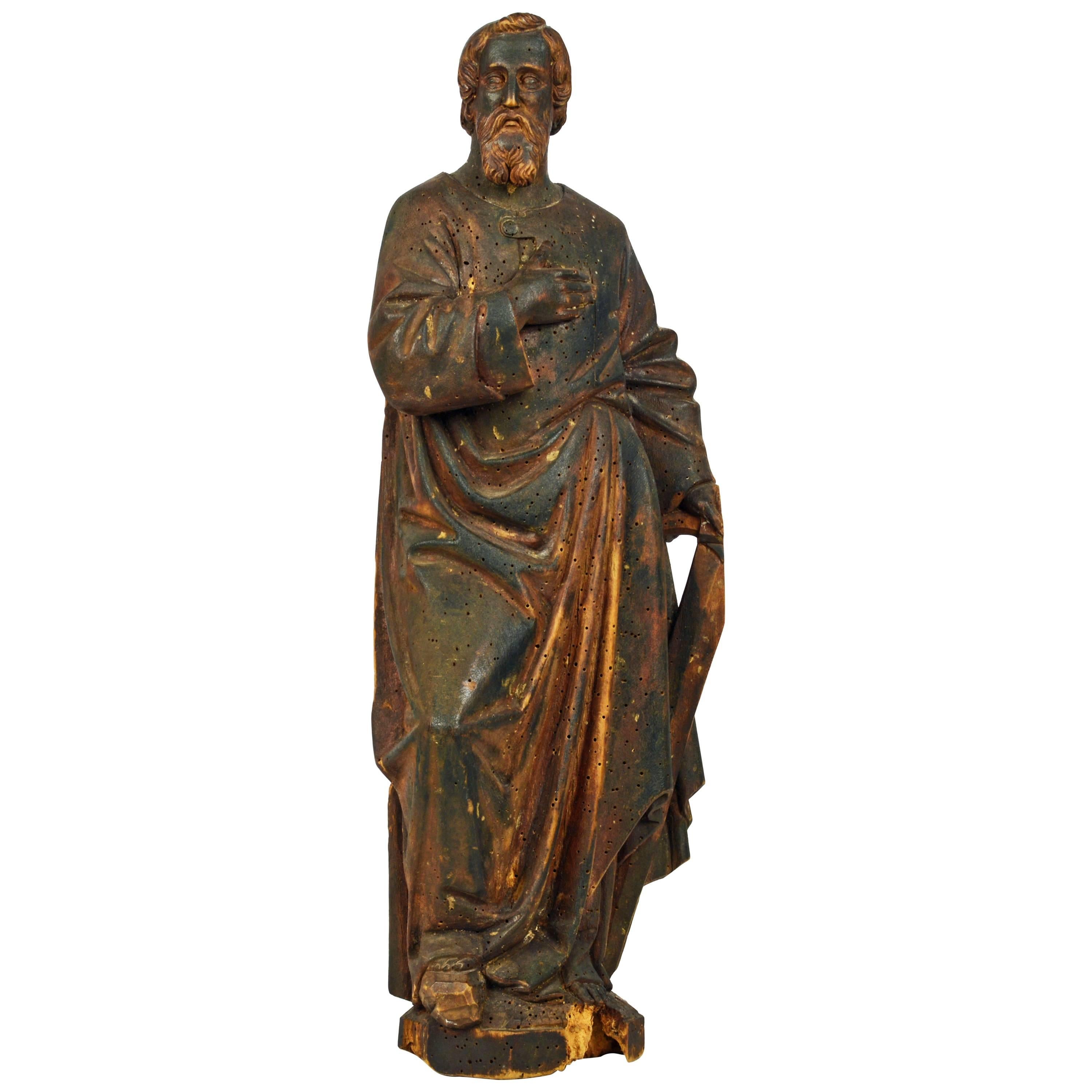 Early 18th Century Italian School Baroque Carved Statue of a Religious Figure