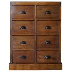 Antique French Pine Apothecary Bank of Drawers, 1930s