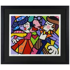 Vintage Rare Romero Britto Serigraph 'Swing' Signed, Numbered XIV/XX in Roman Numerals