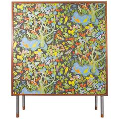 Mid-20th Century Teak Cabinet Decorated with Wallpaper by Josef Frank