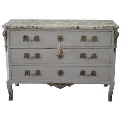 19th Century French Painted Transitional Commode with Marble Top