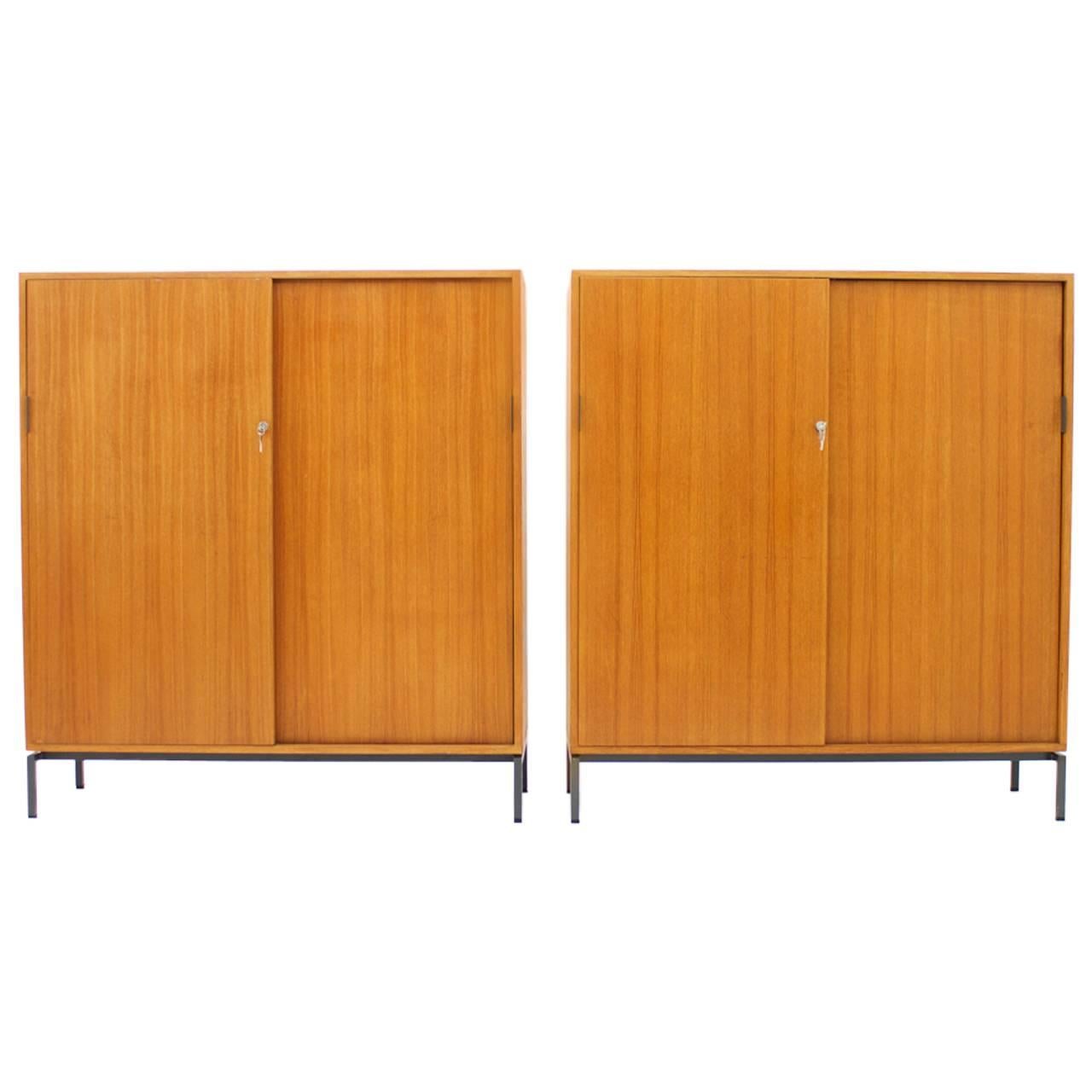 Pair of Herbert Hirche Teak Cabinets, High Boards, Germany, 1960s