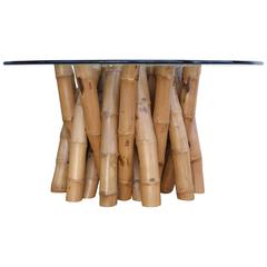 Bamboo Dining Table with Glass Top